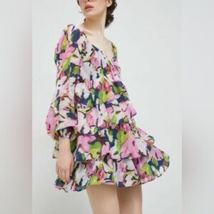 Abercrombie & Fitch Y2K Tiered Ruffle Babydoll Mini Dress Sweetheart Neck XXL